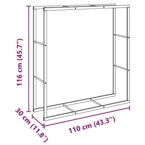 Stalak za drva crni 110x30x116 cm čelik - 110 x 30 x 116 cm Cijena