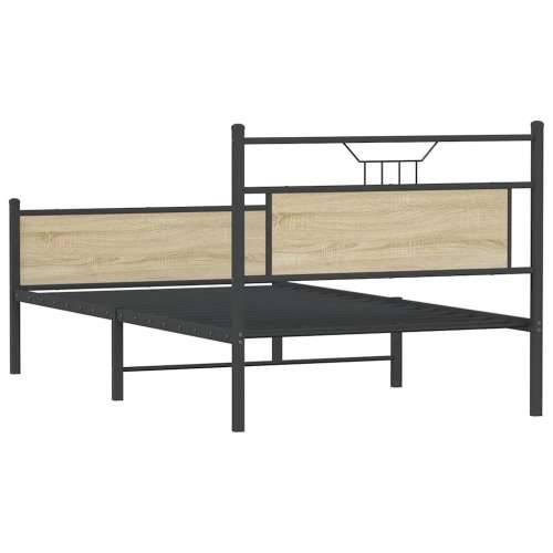 Okvir kreveta bez madraca boja hrasta sonome 100x200 cm drveni - sonoma hrast 100 x 200 cm s uzglavljem i visokim podnožjem Cijena