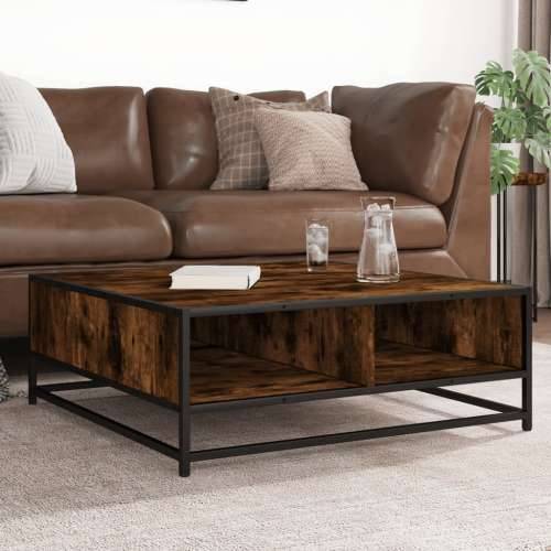 Stol za kavu dimljeni hrast konstruirano drvo i metal - smoked oak and black 80 x 80 x 30 cm 1 Cijena