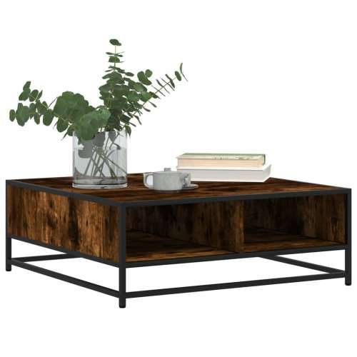 Stol za kavu dimljeni hrast konstruirano drvo i metal - smoked oak and black 80 x 80 x 30 cm 1 Cijena
