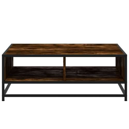 Stol za kavu dimljeni hrast konstruirano drvo i metal - smoked oak and black 80 x 80 x 30 cm 1 Cijena