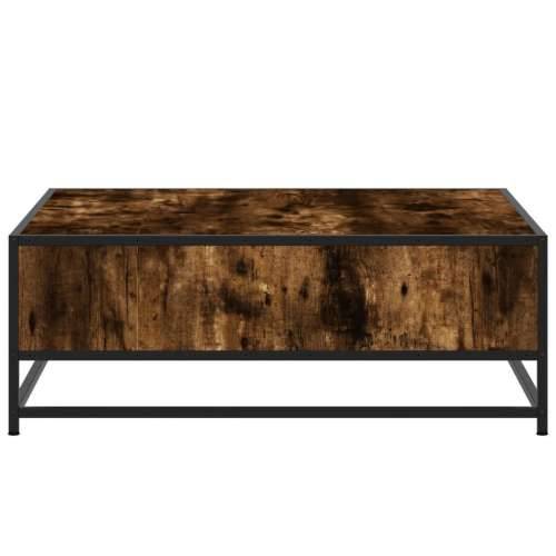 Stol za kavu dimljeni hrast konstruirano drvo i metal - smoked oak and black 80 x 80 x 30 cm 1 Cijena