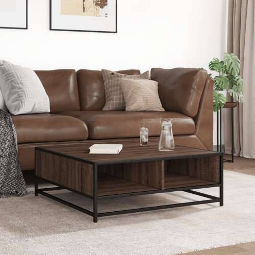 Stol za kavu smeđi hrast 80x80x30 cm Konstruirano drvo i metal - brown oak and black 80 x 80 x 30 cm 1 Cijena