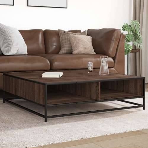 Stol za kavu smeđi hrast Konstruirano drvo i metal - brown oak and black 100 x 100 x 30 cm 1 Cijena