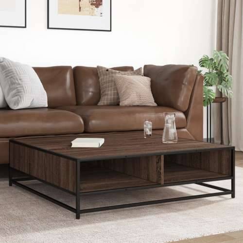 Stol za kavu smeđi hrast Konstruirano drvo i metal - brown oak and black 100 x 100 x 30 cm 1 Cijena
