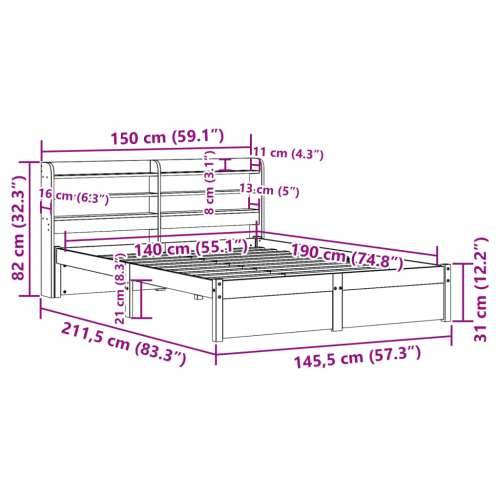 Okvir kreveta s uzglavljem bez madraca bijeli 140x190 cm - Bijela 140 x 190 cm Cijena