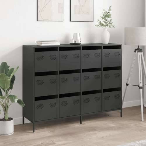 Komoda crna 135x39x103,5 cm hladno valjani čelik - Crna 1 Cijena