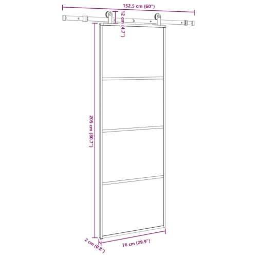 Klizna vrata s priborom 76 x 205 cm od ESG stakla i aluminija - Transparentan 76 x 205 cm (152.5 cm) 1 Cijena