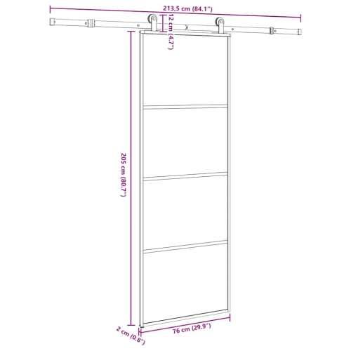 Klizna vrata s priborom 76 x 205 cm od ESG stakla i aluminija - Transparentan 76 x 205 cm (213.5 cm) 1 Cijena