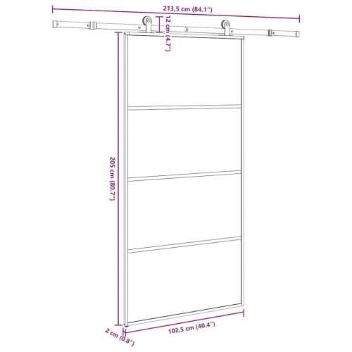 Klizna vrata s priborom 102,5x205 cm od stakla ESG i aluminija - matt 102.5 x 205 cm (213.5 cm) 1 Cijena