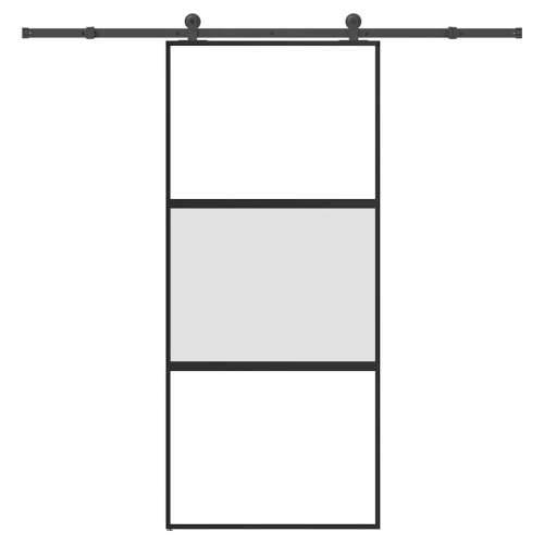 Klizna vrata s priborom 90 x 205 cm kaljeno staklo i aluminij - 90 x 205 cm (213.5 cm) 1 2 vodoravne šipke matt and transparent Cijena