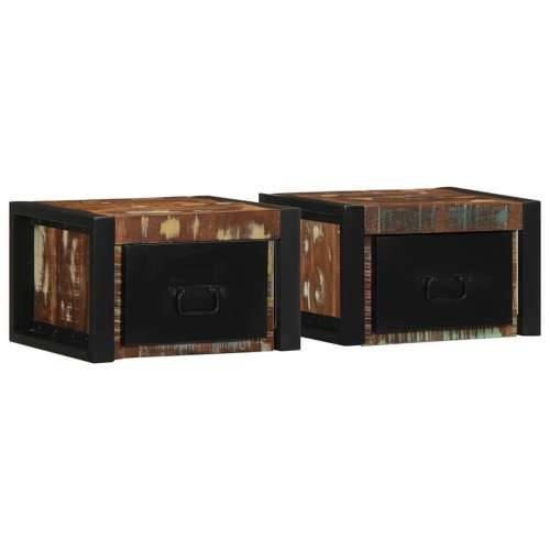 Noćni ormarići 2 kom Višebojni 40x35x25 cm Obrađeno puno drvo - 2 masivno obnovljeno drvo Cijena