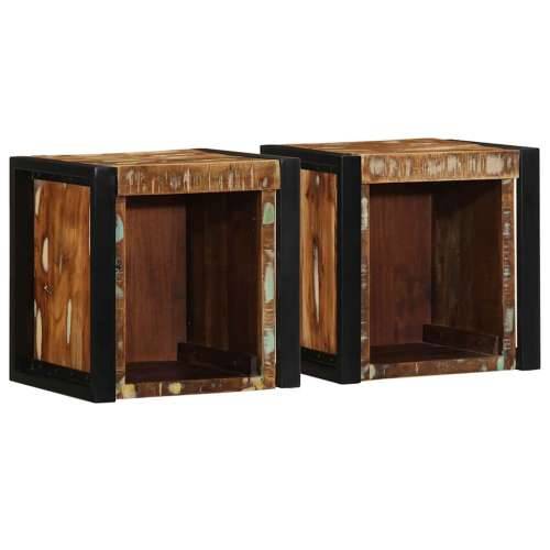 Noćni ormarići 2 kom. Višebojni 40x35x40 cm Obrađeno puno drvo - 2 masivno obnovljeno drvo Cijena