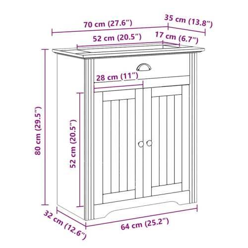 Kupaonski ormarić za Lavabo - Umivaonik “BODO” bijelo-smeđi 70x35x80 cm - Bijela i smeđa 1 Cijena