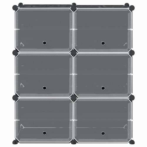 Organizator za kocke za pohranu sa 6 kocki i vratima crni PP - 84.5 x 31.5 x 93.5 cm 1 Cijena