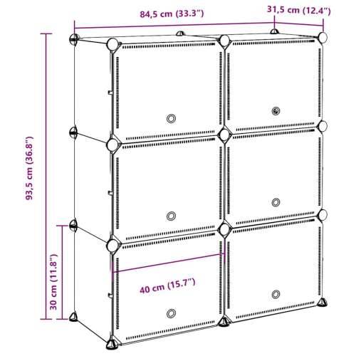 Organizator za kocke za pohranu sa 6 kocki i vratima crni PP - 84.5 x 31.5 x 93.5 cm 1 Cijena
