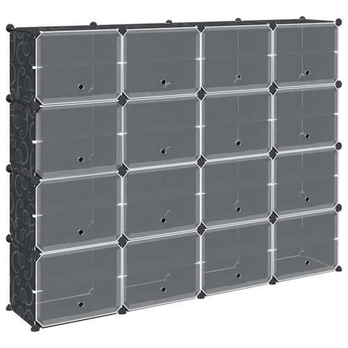 Organizator za kocke za pohranu sa 16 kocki i vratima crni PP - 165.5 x 31.5 x 123 cm 1 Cijena