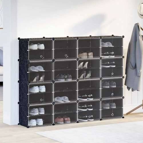 Organizator za kocke za pohranu sa 16 kocki i vratima crni PP - 165.5 x 31.5 x 123 cm 1 Cijena