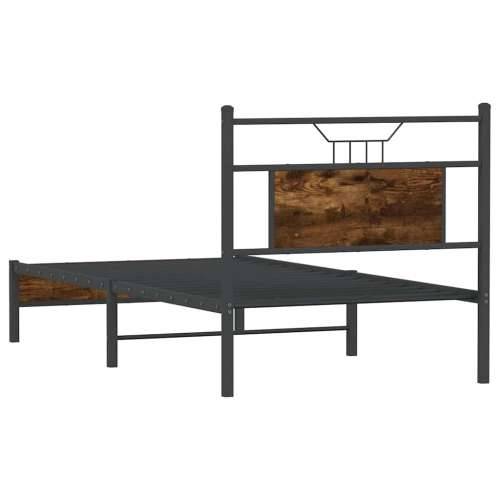 Okvir kreveta bez madraca dimljena boja hrasta 80x200 cm drveni - Dimljeni hrast 80 x 200 cm s uzglavljem i niskim podnožjem Cijena