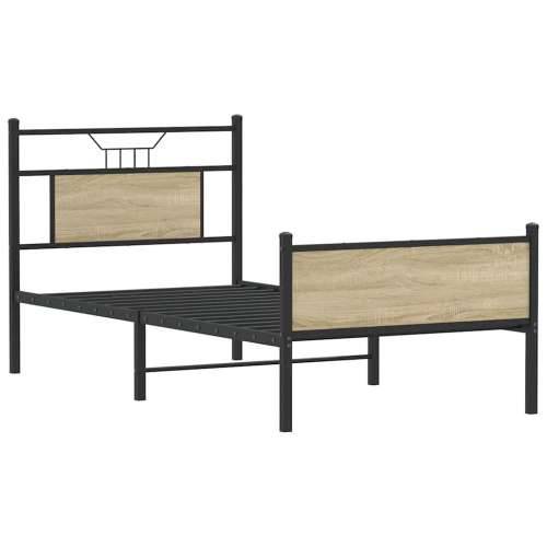 Okvir kreveta bez madraca boja hrasta sonome 80 x 200 cm drveni - sonoma hrast 80 x 200 cm s uzglavljem i visokim podnožjem Cijena
