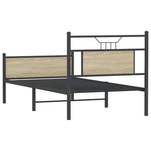 Okvir kreveta bez madraca boja hrasta sonome 90 x 200 cm drveni - sonoma hrast 90 x 200 cm s uzglavljem i visokim podnožjem Cijena