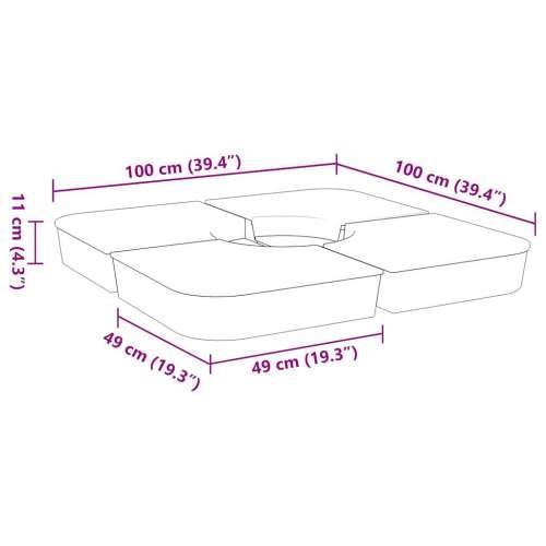 4-dijelni set suncobrana za križni suncobran 100 kg PP - Svjetlosiva 1 Cijena