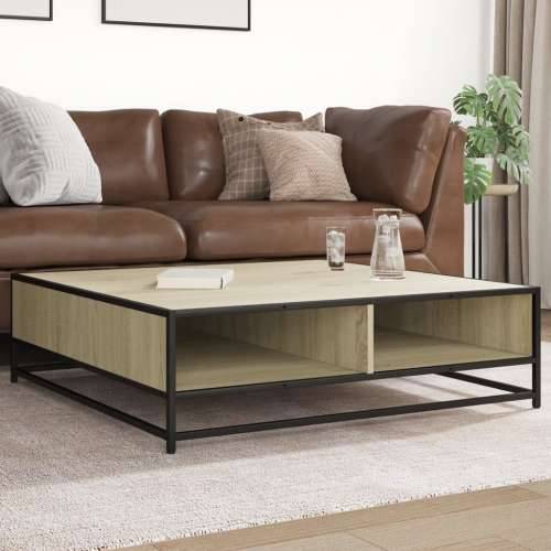 Stol za kavu Sonoma hrast Konstruirano drvo i metal - sonoma oak and black 100 x 100 x 30 cm 1 Cijena