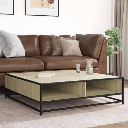 Stol za kavu Sonoma hrast Konstruirano drvo i metal - sonoma oak and black 100 x 100 x 30 cm 1 Cijena