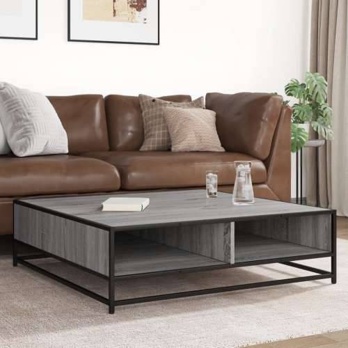 Stol za kavu Sivi Sonoma Konstruirano drvo i metal - grey sonoma and black 100 x 100 x 30 cm 1 Cijena