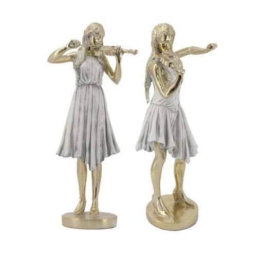 Ukrasna figura DKD Home Decor zlatan Bijela Smola Glazbenik (26.5 x 20 x 60 cm) (2 pcs) Cijena