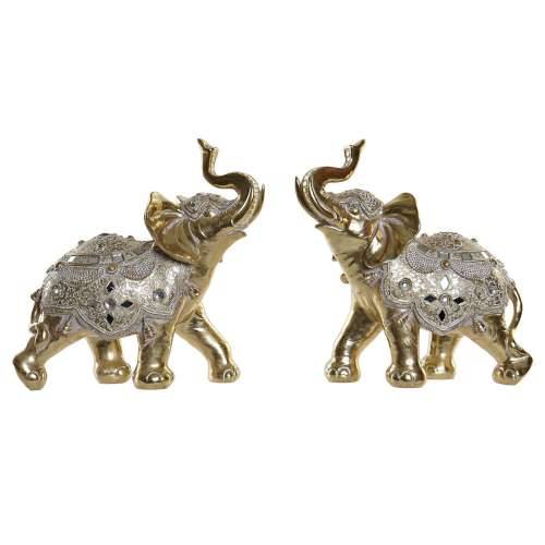 Ukrasna figura DKD Home Decor Ogledalo Slon zlatan Smola (2 kom.) (28 x 13 x 29 cm) Cijena