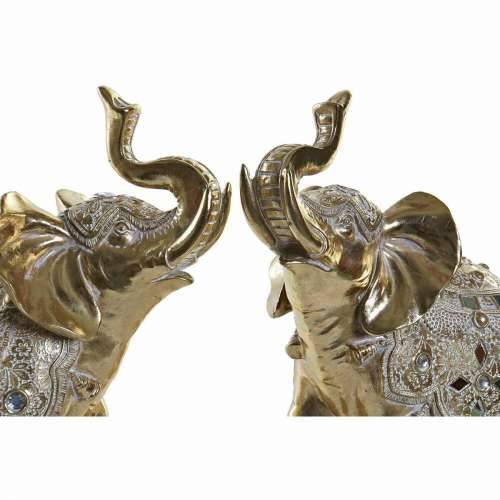 Ukrasna figura DKD Home Decor Ogledalo Slon zlatan Smola (2 kom.) (28 x 13 x 29 cm) Cijena
