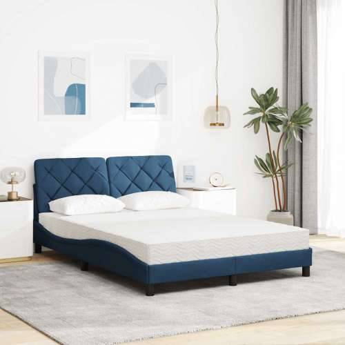 Krevet s madracem plavi 120 x 200 cm od tkanine - Plava 120 x 200 cm Cijena