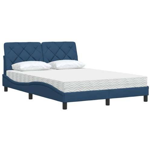 Krevet s madracem plavi 120 x 200 cm od tkanine - Plava 120 x 200 cm Cijena