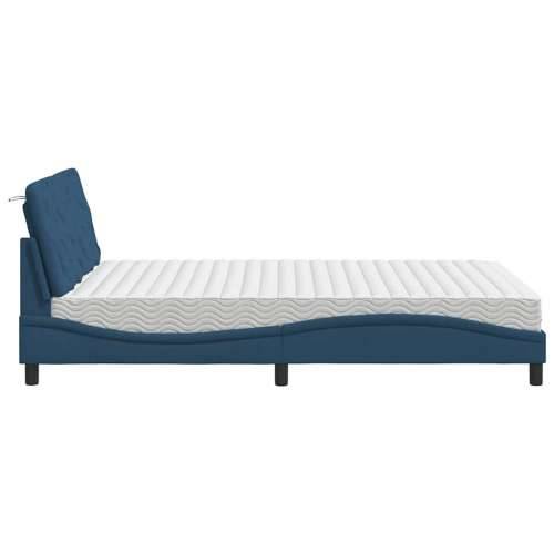Krevet s madracem plavi 120 x 200 cm od tkanine - Plava 120 x 200 cm Cijena