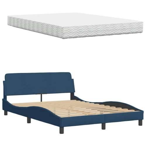 Krevet s madracem plavi 120 x 200 cm od tkanine - Plava 120 x 200 cm Cijena