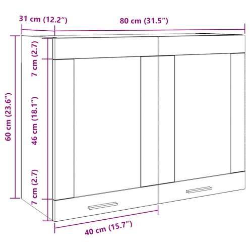 Viseći stakleni ormar “Lyon” Artisan hrast 80x31x60 cm - hrast artisan 1 1 x viseći stakleni ormarić (2 vrata) 80 cm Cijena