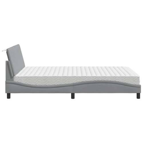 Krevet s madracem svjetlosivi 120 x 200 cm od tkanine - Svjetlosiva 120 x 200 cm Cijena
