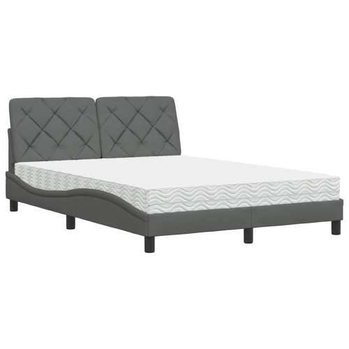 Krevet s madracem svjetlosivi 140x200 cm tkanina - Tamno siva 140 x 200 cm Cijena