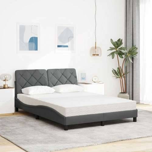 Krevet s madracem svjetlosivi 140x200 cm tkanina - Tamno siva 140 x 200 cm Cijena