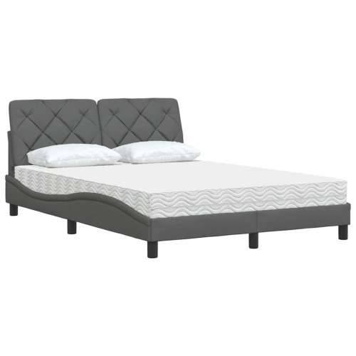 Krevet s madracem svjetlosivi 140x200 cm tkanina - Tamno siva 140 x 200 cm Cijena