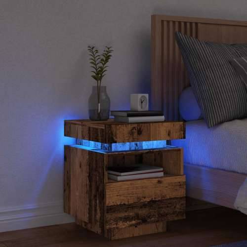 Noćni ormarić s LED svjetlima staro drvo 40x39x48,5 cm - Staro drvo 1 Cijena