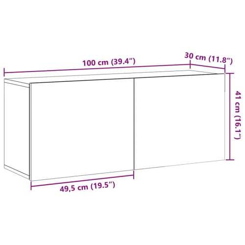 TV ormarić zidni Old Wood 100x30x41 cm - Staro drvo 1 100 cm Cijena