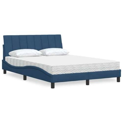 Krevet s madracem plavi 140x200 cm od tkanine - Plava 140 x 200 cm Cijena