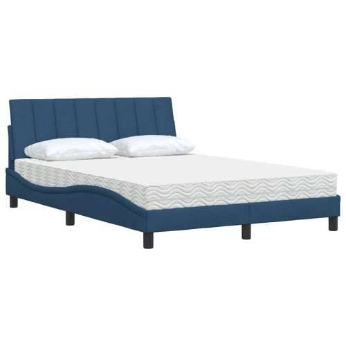 Krevet s madracem plavi 140x200 cm od tkanine - Plava 140 x 200 cm Cijena