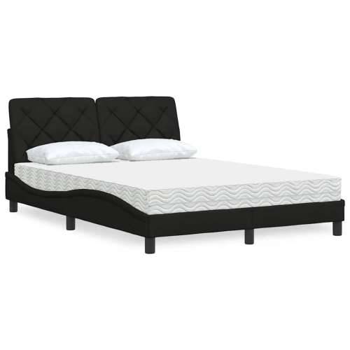 Krevet s madracem crni 140x200 cm od tkanine - Crna 140 x 200 cm Cijena