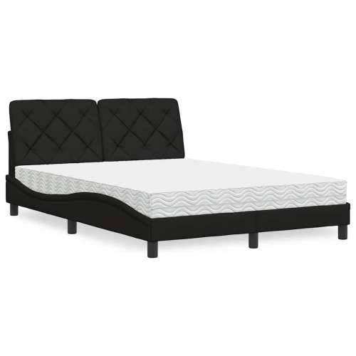 Krevet s madracem crni 140x200 cm od tkanine - Crna 140 x 200 cm Cijena