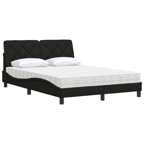 Krevet s madracem crni 140x200 cm od tkanine - Crna 140 x 200 cm Cijena
