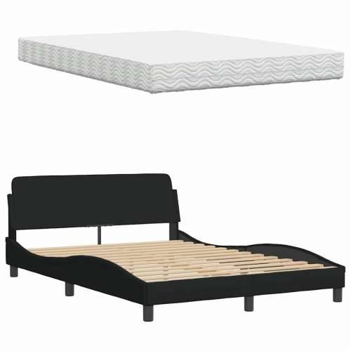 Krevet s madracem crni 140x200 cm od tkanine - Crna 140 x 200 cm Cijena