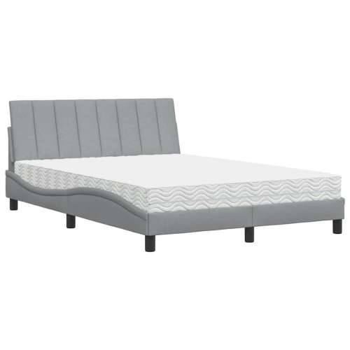 Krevet s madracem svjetlosivi 140x200 cm od tkanine - Svjetlosiva 140 x 200 cm Cijena